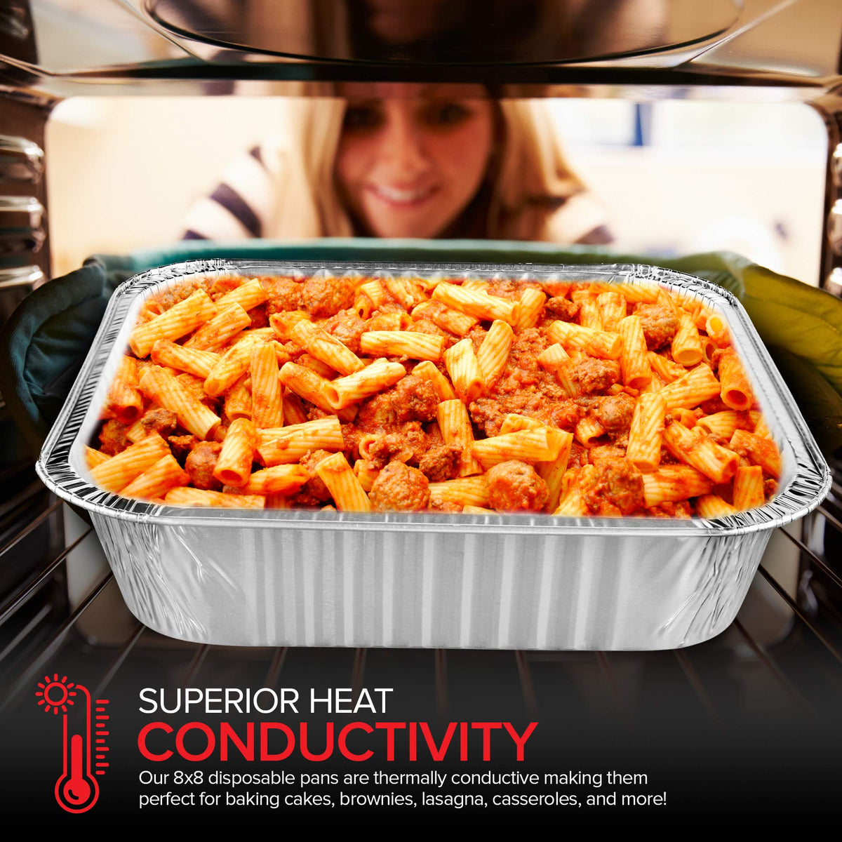 Stock Your Home Aluminum Foil Pans 8x8 Baking Pans Disposable with Lids (10 Pack) Square Baking Pans with Lids - 8 Inch Cake Pan - Brownie Pan - Lasagna Pan - 8 Inch x 8 Inch x 2 Inch 🍁 All In One Marketplace Canada