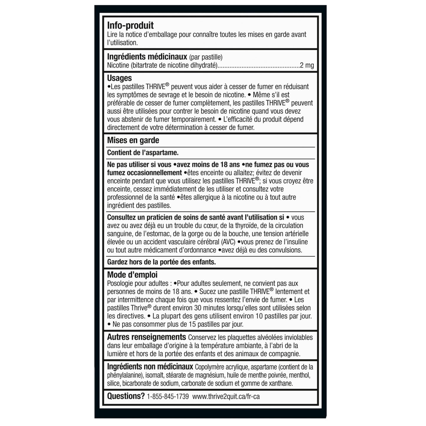Thrive Nicotine Replacement Lozenges, 2mg Extra Strength, Peppermint, 108 Count - Available at All In One Marketplace Canada