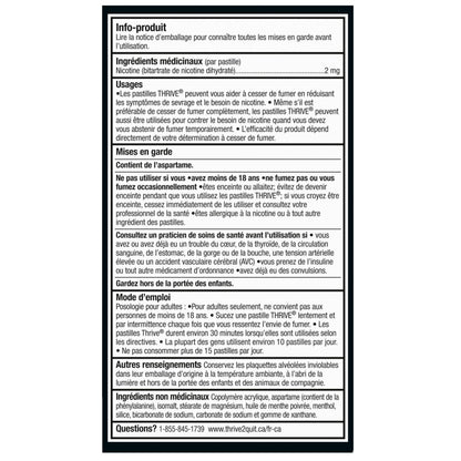 Thrive Nicotine Replacement Lozenges, 2mg Extra Strength, Peppermint, 108 Count - Available at All In One Marketplace Canada