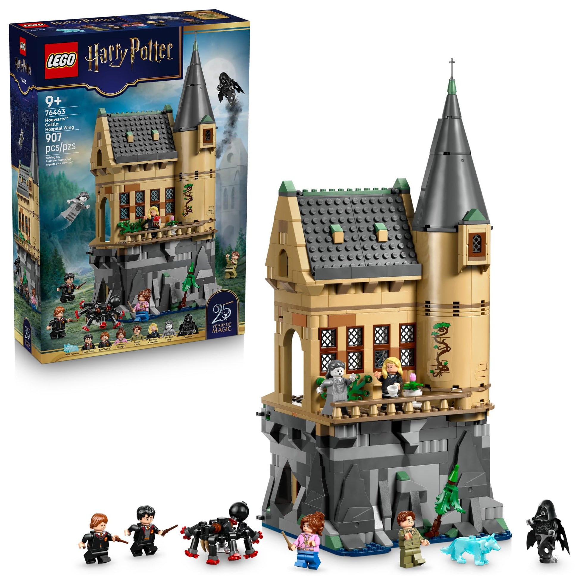 LEGO Harry Potter Hogwarts Castle: Hospital Wing Building Toy for Girls & Boys - Pretend Play Set for Kids, Ages 9+ - W/7 Minifigures & Wolf Patronus Toy Figure - Gift Idea for Birthdays - 76463 LEGO