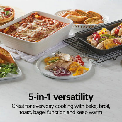 Hamilton Beach 4-Slice Toaster Oven, Stainless Steel, Compact Countertop Oven, Bake, Broil, Toast, Bagel & Keep Warm, 1100W, 31143J