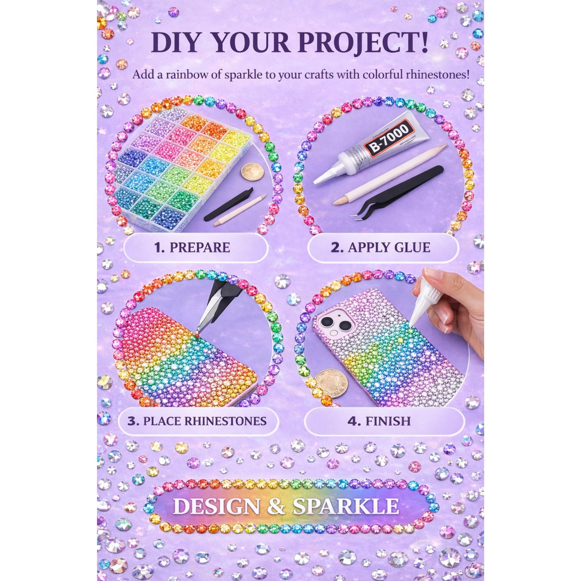 KCZ GROUP 40 Colors Resin Jelly Rhinestones for Crafting, 3mm Flatback Gems, 32000 Pieces with B7000 Glue, Bedazzling Kit for Clothing, Shoes, Nail Art, Diamond Art - Available at All In One Marketplace Canada