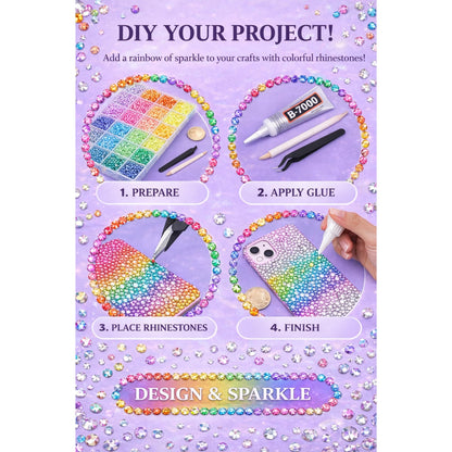 KCZ GROUP 40 Colors Resin Jelly Rhinestones for Crafting, 3mm Flatback Gems, 32000 Pieces with B7000 Glue, Bedazzling Kit for Clothing, Shoes, Nail Art, Diamond Art - Available at All In One Marketplace Canada