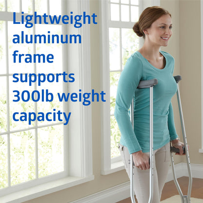 Medline Aluminum Crutches for Adults 5'2"-5'10", Adjustable, 300lb