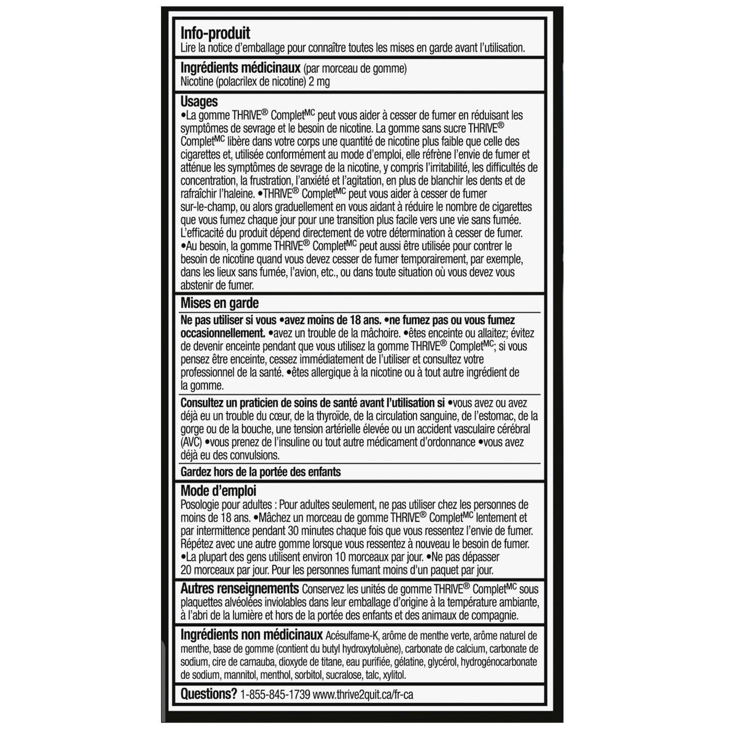 Thrive Complete Nicotine Replacement Gum, 2mg Regular Strength, Spearmint, 108 Count Thrive