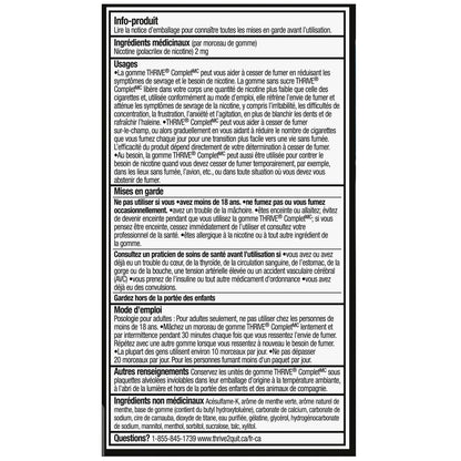 Thrive Complete Nicotine Replacement Gum, 2mg Regular Strength, Spearmint, 108 Count Thrive