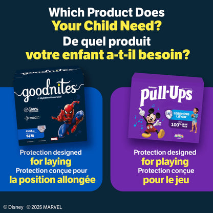 Sous-vêtements de nuit GoodNites pour garçons, TP, 44 unités, résistants à l'eau, 3-5 ans