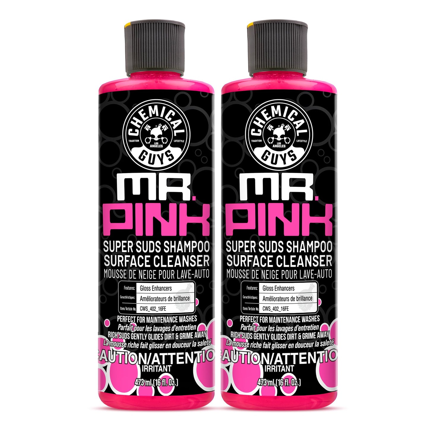 Chemical Guys Mr. Pink Foaming Car Wash Soap (Works with Foam Cannons, Foam Guns or Bucket Washes) Safe for Cars, Trucks, Motorcycles, RVs & More, 473 ml (2 Pack), Candy Scent