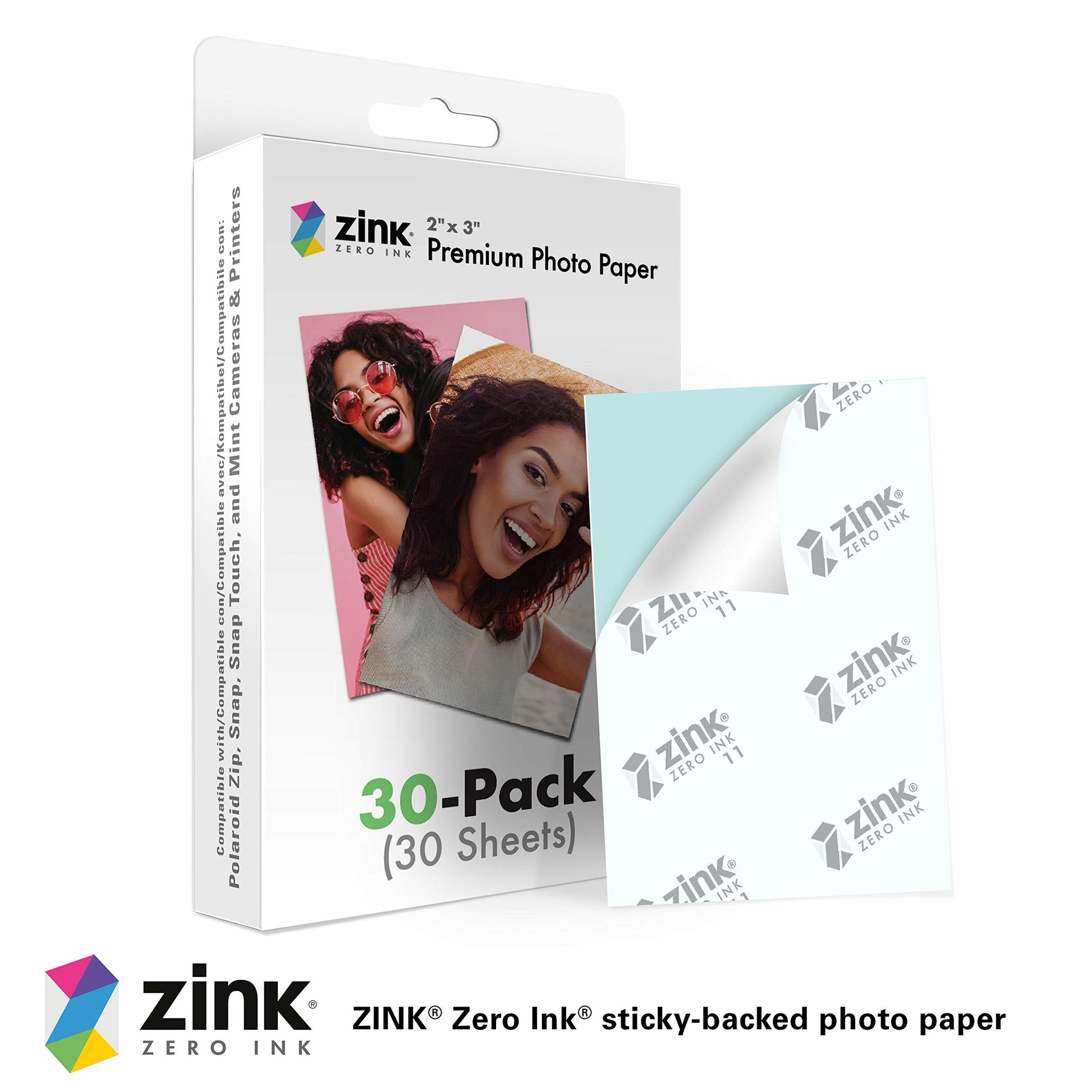 Zink 2"x3" Premium Instant Photo Paper (30 Pack) Compatible with Polaroid Snap, Snap Touch, Zip and Mint Cameras and Printers Zink