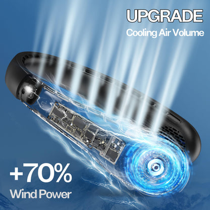Portable Neck Fan with LED Display & 360° Cooling Airflow, 3 Speed Settings Bladeless Cooler, 4000mAh Rechargeable Battery, Ultra-Quiet Personal Fan for Home, Office, Travel, Sports - Available at All In One Marketplace Canada