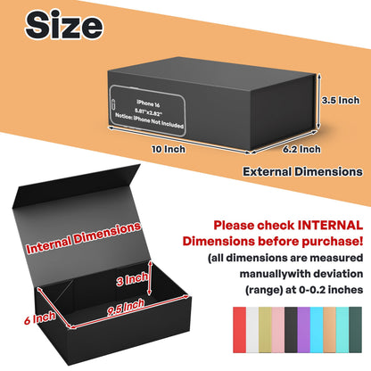 RYDDOY 9.5x6x3'' Gift Box, 5 Pack Black Gift Boxes with Lids for Presents 🍁 All In One Marketplace Canada