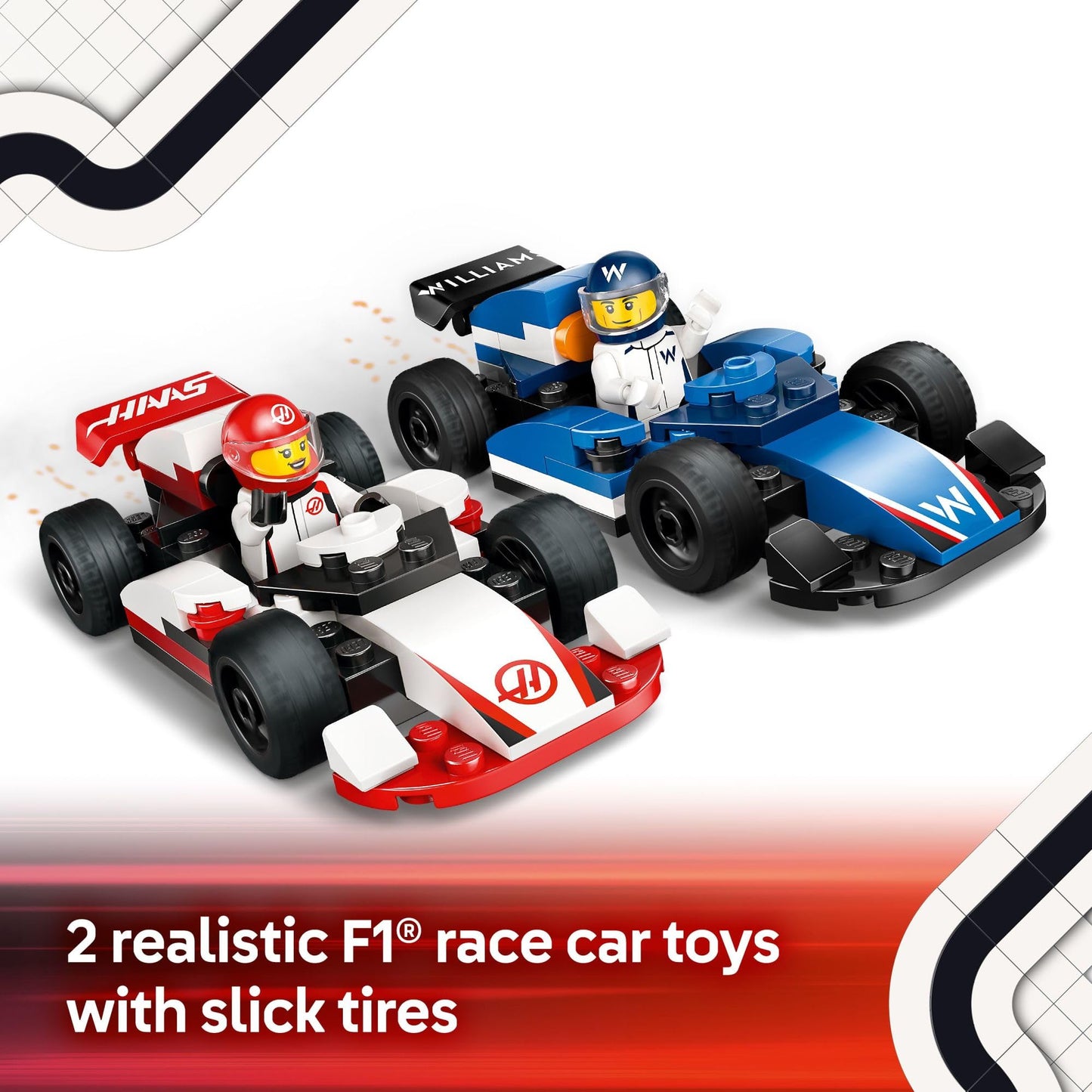 LEGO City F1 Williams Racing & Haas F1 Race Car Toys - Car Building Toy Set for Kids, Boys and Girls, Ages 4+ - F1 Preschool Toy for Fans - Gift Idea for Birthdays - 60464 LEGO
