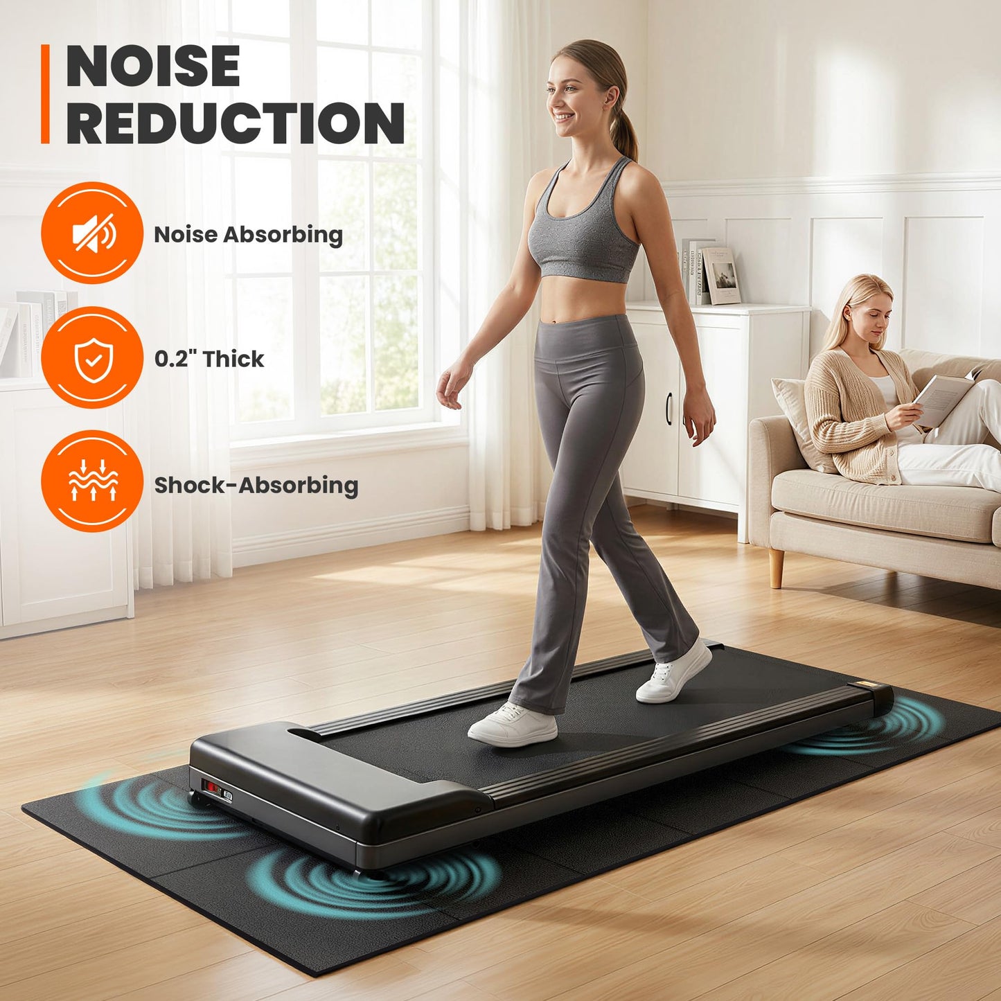 Stepwaver Walking Pad Mat for Carpet, Treadmill Mat for Hardwood Floors, High Density, 1/4 Thickness, Foldable, Floor Protection for Bike, Elliptical, Treadmill