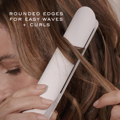 Kristin Ess Hair 3-In-One Titanium Flat Iron Hair Straightener, Curler and Waver - Styling + Frizz Control - Polished S Curls - Dual Voltage - 1 1/4 Inch Rounded Straightener Curler 2 In 1 + Waver