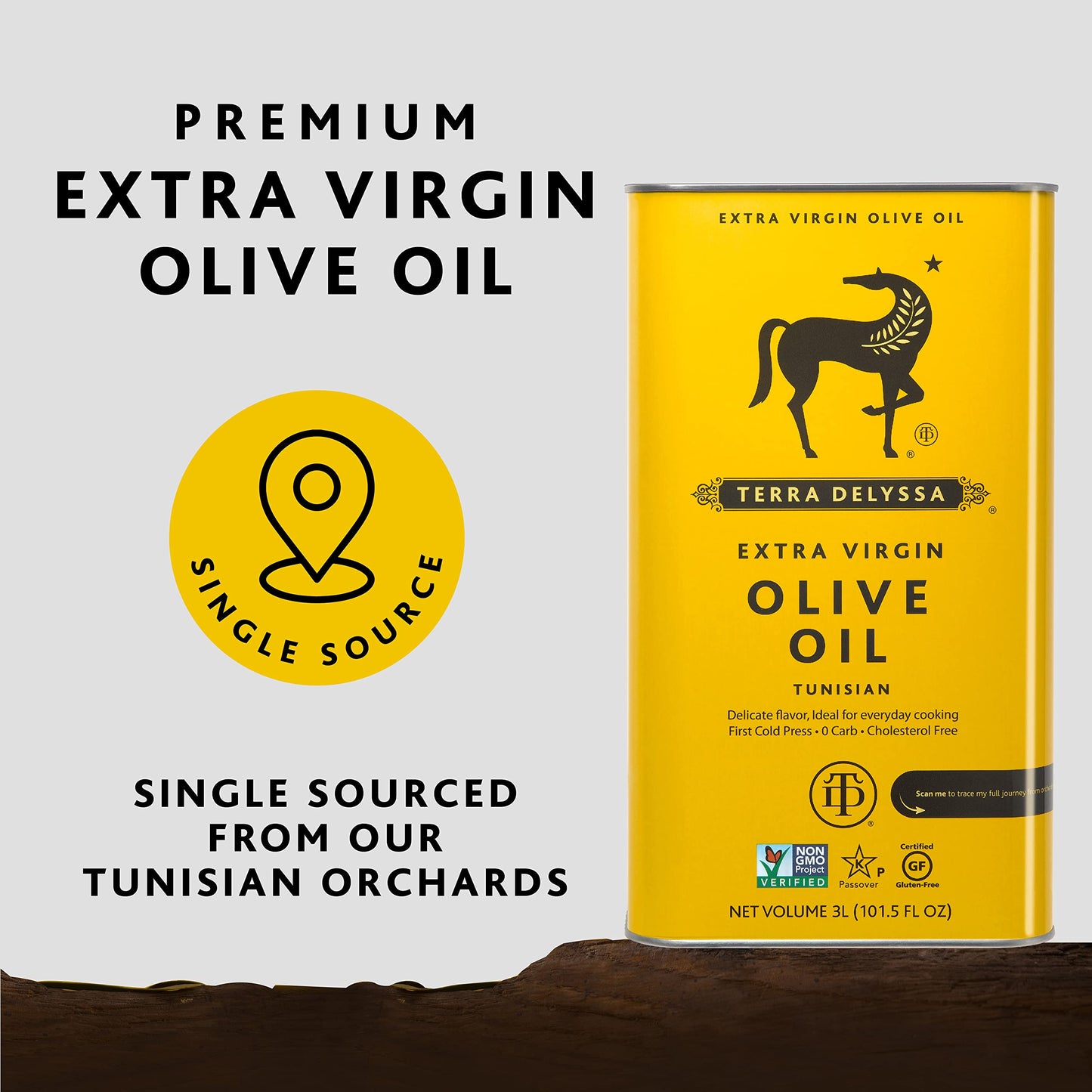 Terra Delyssa First Cold Pressed Extra Virgin Olive Oil, Single Sourced, 3 Litres (101 fl. oz) - 1 Pack, Certified Kosher. Non-GMO, Naturally Rich in Antioxidants and Polyphenols 🍁 All In One Marketplace Canada