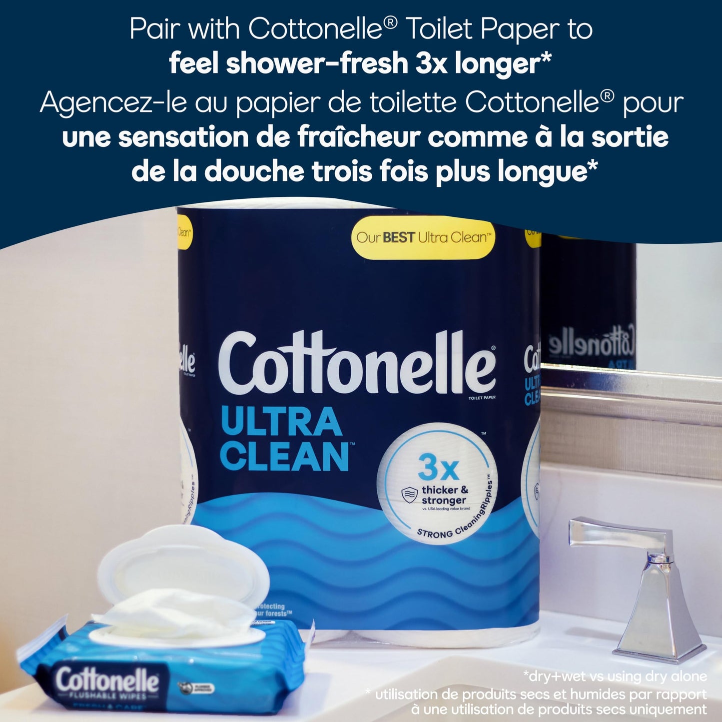 Flushable Wet Wipes; Cottonelle FreshCare; Biodegradable & Septic Safe; 8 Flip-Top Packs of 42 (336 Wipes) - Available at All In One Marketplace Canada