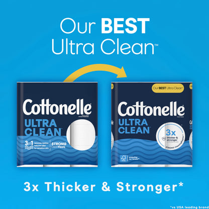 Cottonelle Toilet Paper, 36 Mega Rolls = 144 Regular Rolls (2 Packs of 18), Ultra Clean, Strong Bathroom Tissue, 284 Sheets per Roll, Packaging May Vary