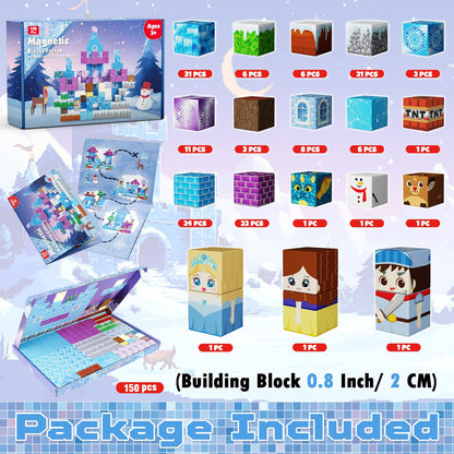 GraceDuck Magnetic Building Blocks150PCS Build Winter Castle, STEM Montessori Sensory Toy for Toddlers Kids, Christmas Birthday Gifts for 3 4 5 6 7 8 9 10 Year Old Girls Boys 🍁 All In One Marketplace Canada