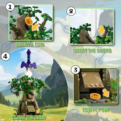 Tree & Sword Building Block Set for Boys, Luminous Sword & Coin Toss Game, Magic Tree Game Action Figures Collectible Model for Home Office Decor, Christmas Birthday Toys Gifts for Adult, Kids 8+ 🍁 All In One Marketplace Canada