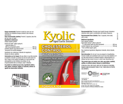 Kyolic Formula 104 Aged Garlic Extract, Odourless Garlic, 360 Capsules Kyolic