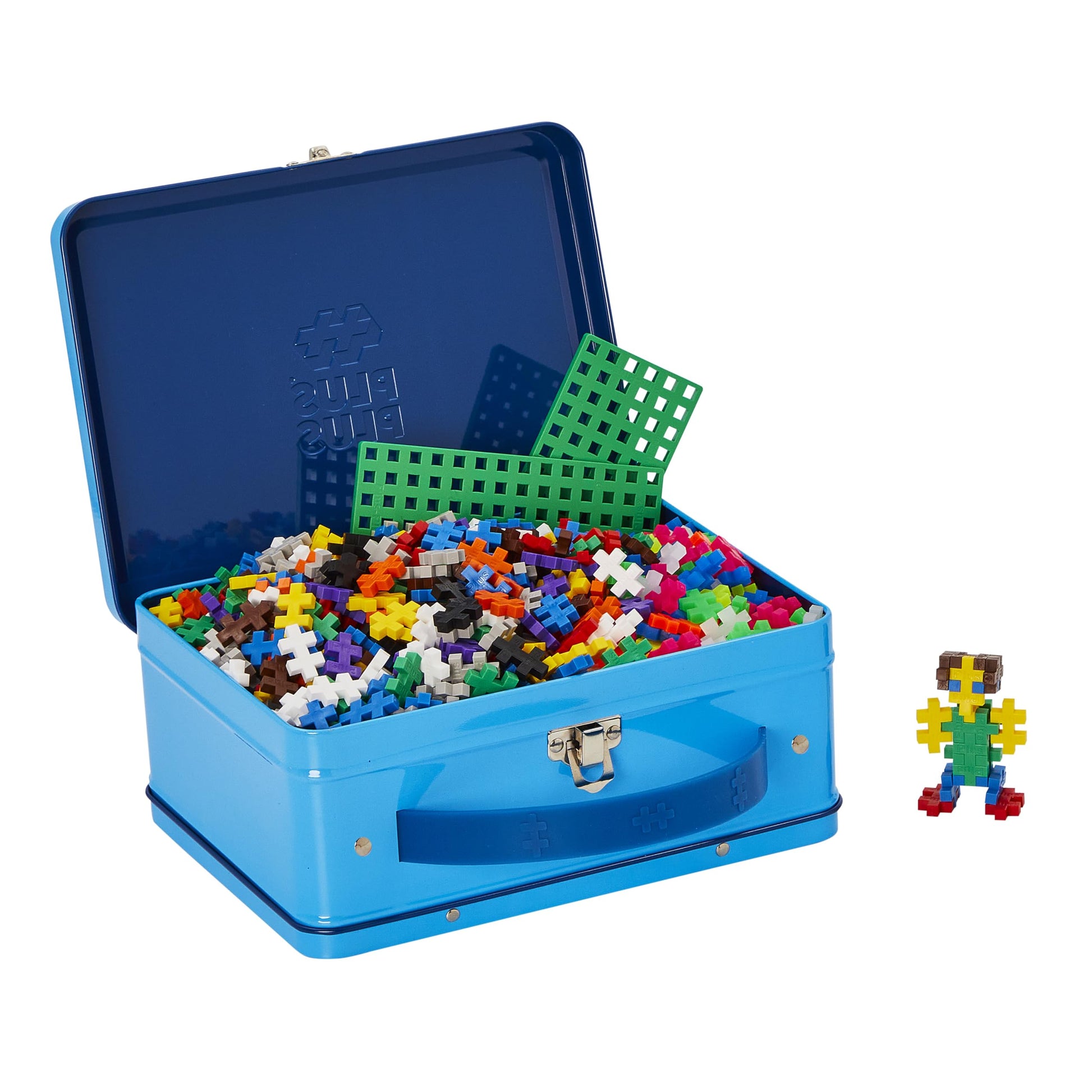 PLUS PLUS - 600 Pcs 12 x 20 mm Blue Metal Travel Case Building Blocks PLUS PLUS