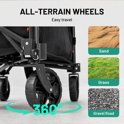 Overmont 3-in-1 Collapsible Wagon Cart, Ultra-Compact Foldable Wagon for SUV Trunk & Apartment Storage, Lightweight 120L Utility Cart with Dual Side Opening for Grocery, Camping & Sports OVERMONT