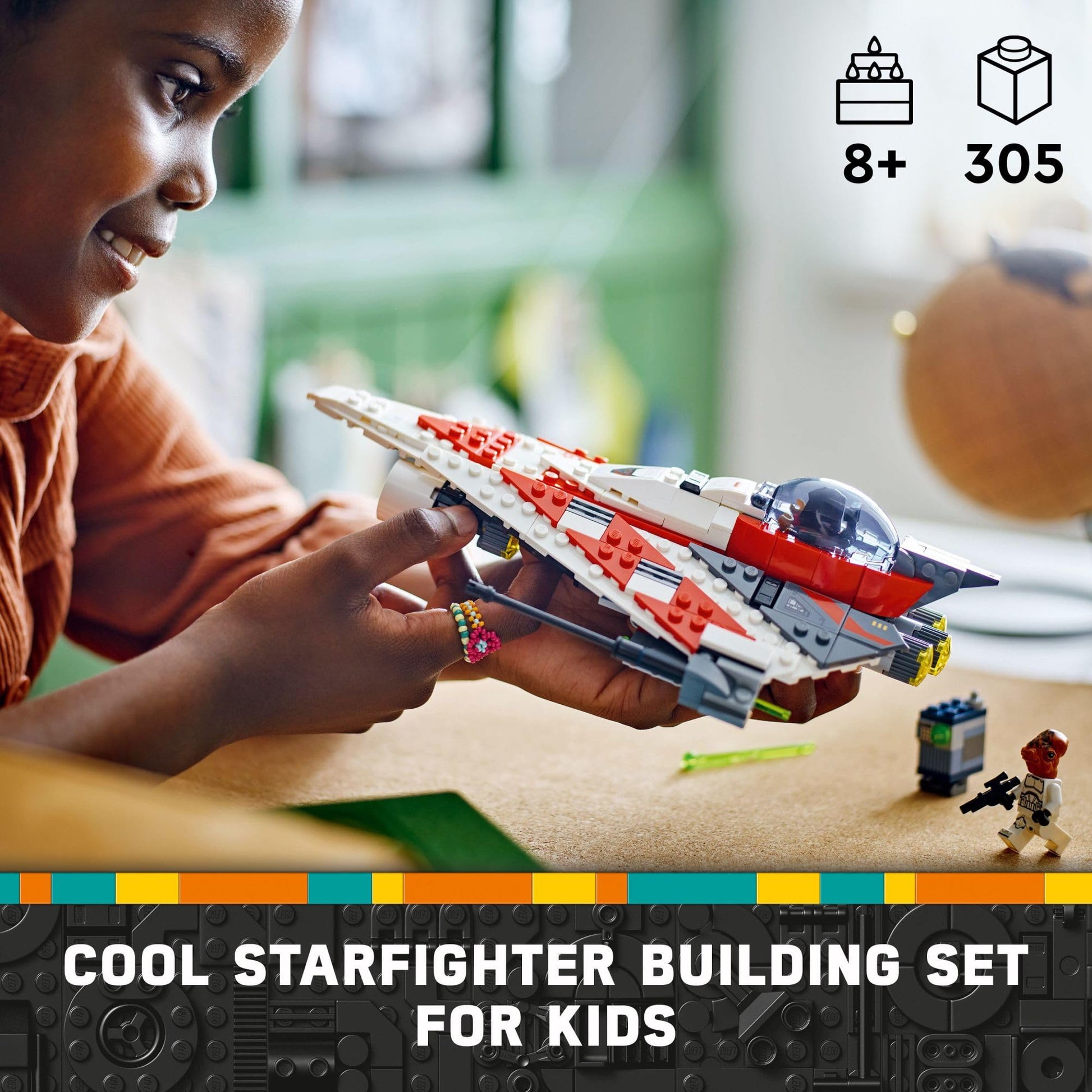 LEGO Star Wars Jedi Bob’s Starfighter Buildable Toy Vehicle, Brick Built Star Wars Starship with Jedi Bob Minifigure, Birthday Gift Idea for Boys, Girls or Any Fan Ages 8 and Up, 75388 LEGO