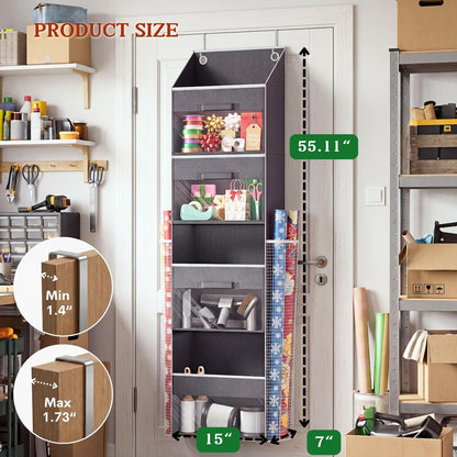 Over Door Wrapping Paper Organizer Storage with 3 Removable Drawers & Side Pockets – Dual Use Design with Elastic Straps – Christmas Gift Wrap Storage for Ribbons, Bows, Ornament and Other Tools 1Pack 🍁 All In One Marketplace Canada