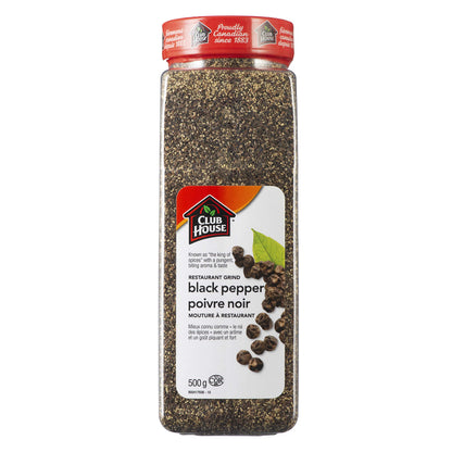 Club House Herbs & Spices, Restaurant Grind Black Pepper, 500 g Club House