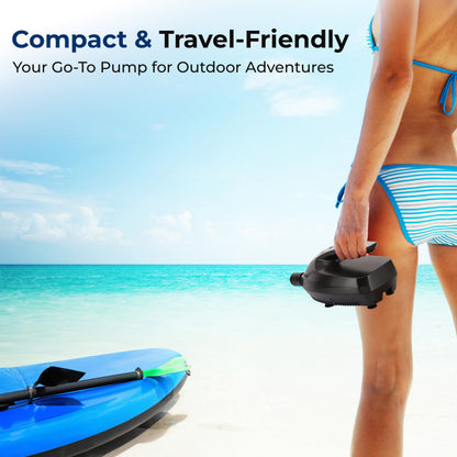 SereneLife Electric SUP Air Pump 16 PSI, Portable Paddle Board Air Compressor with Digital LCD Display, 12V DC Car Connector, Multiple Nozzle Adapters for SUPs, Boats & Inflatables SereneLife