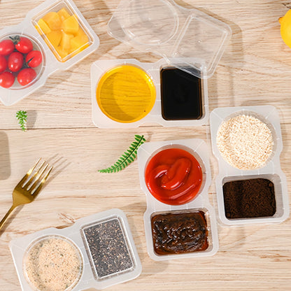 Pure Future 20-Pack Reusable Double Compartment Snack Containers with Lids - BPA-Free PP Meal Prep Bento Boxes for Lunch, Fruit & Dips, Microwave/Dishwasher Safe