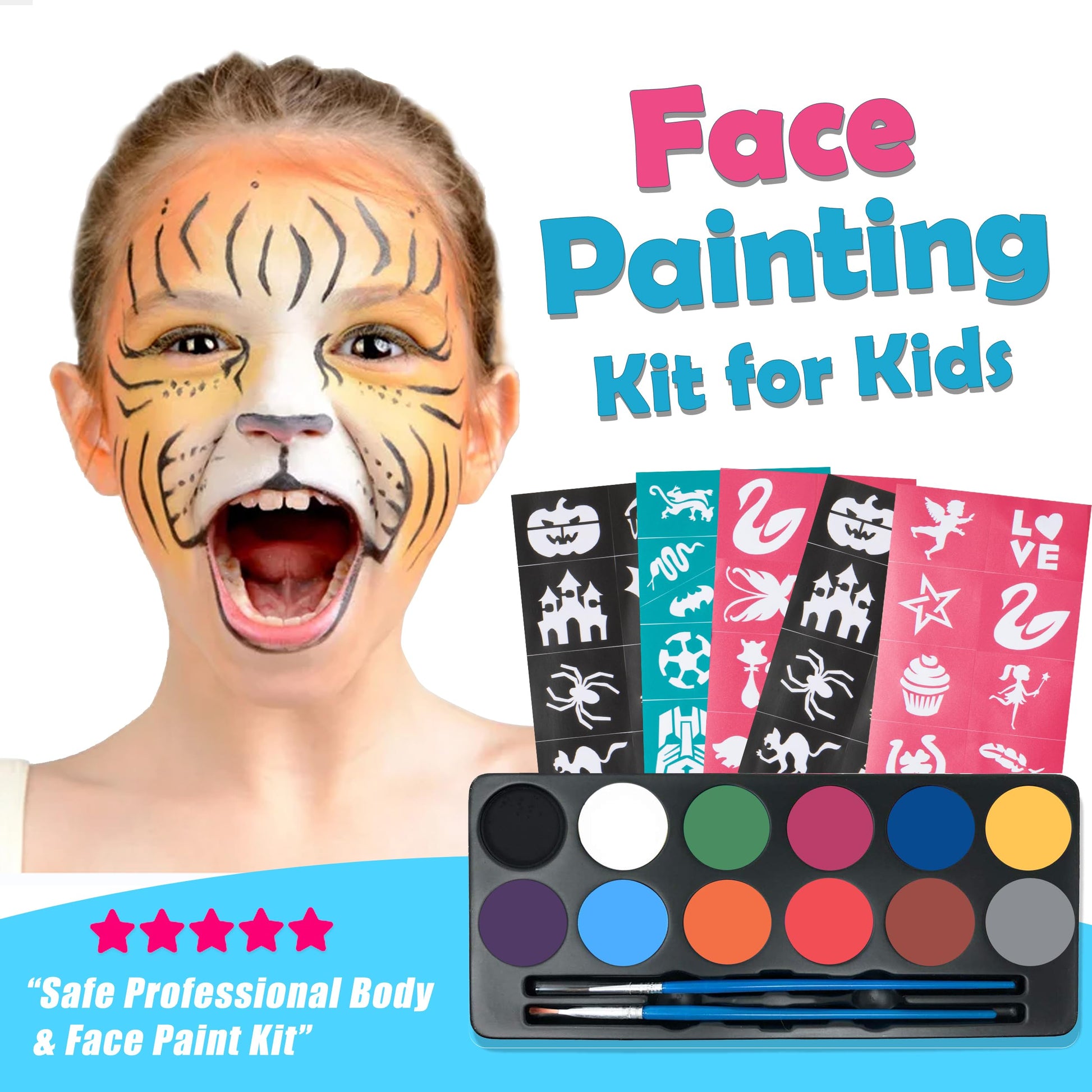 Maydear Face Painting Kit for Kids with 12 Colors Safe and Non-Toxic Large Water Based Face Paint (Matte) - Available at All In One Marketplace Canada