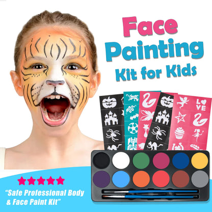 Maydear Face Painting Kit for Kids with 12 Colors Safe and Non-Toxic Large Water Based Face Paint (Matte) - Available at All In One Marketplace Canada