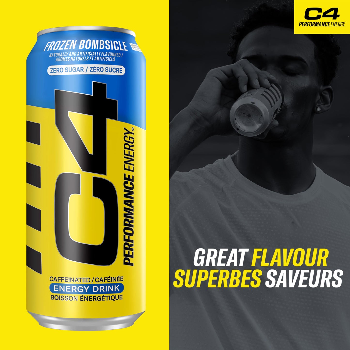 Cellucor C4 Performance Energy Drink, Frozen Bombsicle, Carbonated Sugar Free Drink with no Artificial Colours or Dyes, 473mL, 12 count
