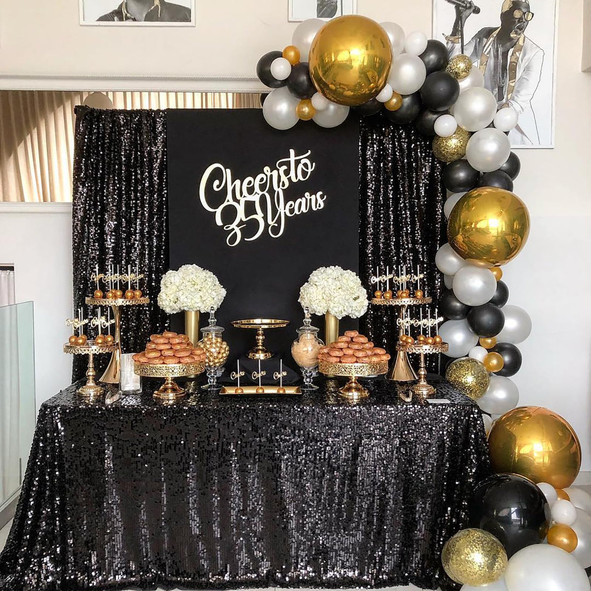 Black Backdrop for Graduation Decorations: 2ftx8ft Black Sequin Halloween Backdrop Curtains Panels Wedding Ceremony Party Home Decorations 3 Packs