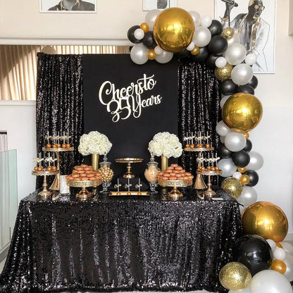 Black Backdrop for Graduation Decorations: 2ftx8ft Black Sequin Halloween Backdrop Curtains Panels Wedding Ceremony Party Home Decorations 3 Packs