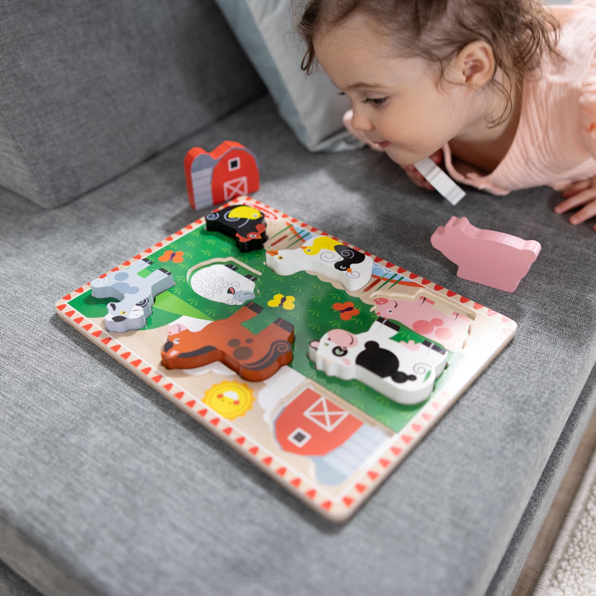 Melissa & Doug Farm Animals Wooden Chunky Puzzle 8-Piece Set Melissa & Doug