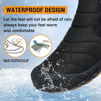 Snow Boots Mens Waterproof Winter Boots Fur Lined Warm Ankle Boots Zipper Closure Slip on Outdoor Boot Comfortable Walking Shoes 🍁 All In One Marketplace Canada