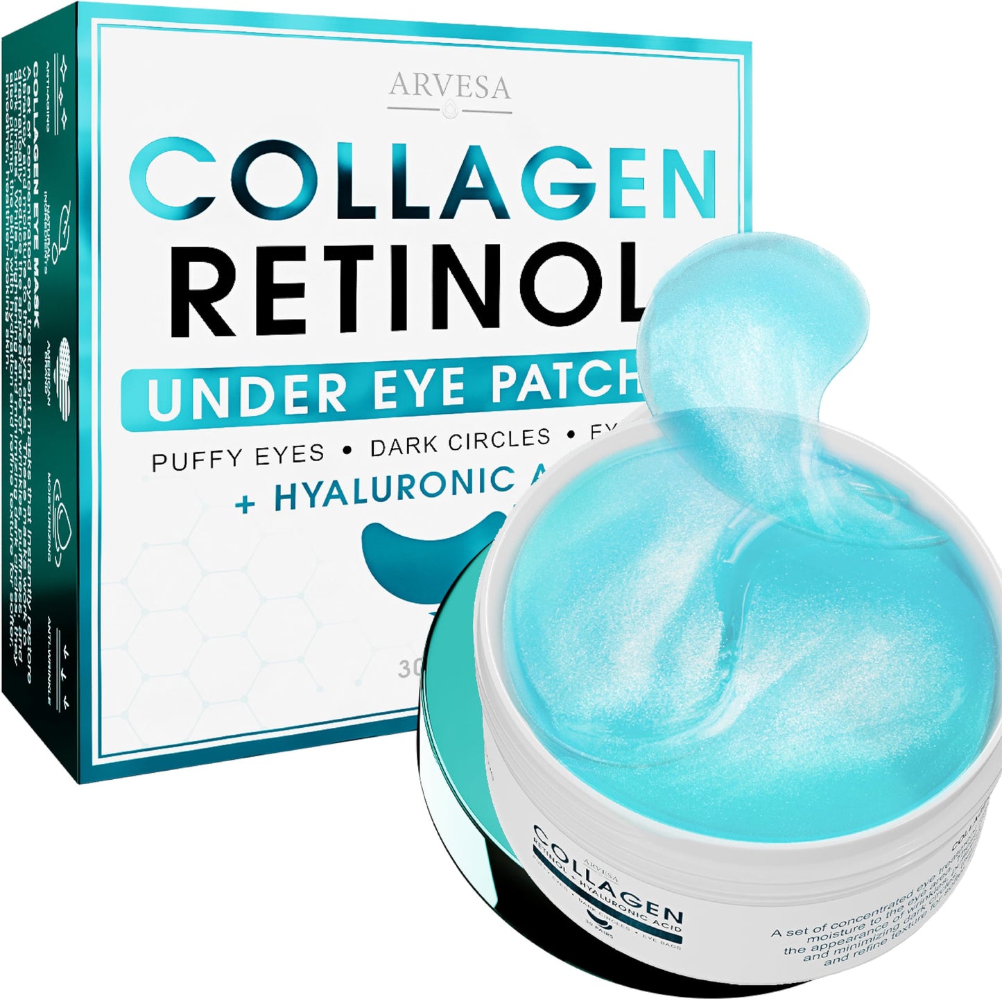 Under Eye Patches For Puffy Eyes And Dark Circles - Retinol Collagen Under Eye Masks - Reduce Wrinkles & Bags - Skin Treatment Pads - Anti Aging Moisturizer Mask For Women Gift - 60 Gel Pads - Available at All In One Marketplace Canada
