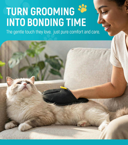 Bispoy Pet Hair Removal Glove for Dogs & Cats - Upgraded Reusable Electrostatic Pet Hair Glove, Pet Hair Remover Tool for Laundry, Couch, Carpet & Car Seat, Gentle Grooming Mitt