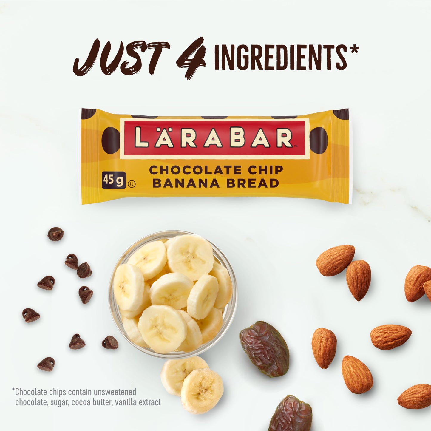 LÄRABAR Chocolate Chip Banana Bread, Fruit and Nut Energy Bar, Pack of 16 Bars, Gluten Free, Vegan, Family Pack, Snack Bars, 720 Grams Package - Available at All In One Marketplace Canada