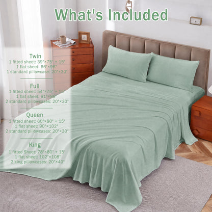 Softan Fleece Sheets, Soft as Flannel, Queen, Sage Green 🍁 All In One Marketplace Canada