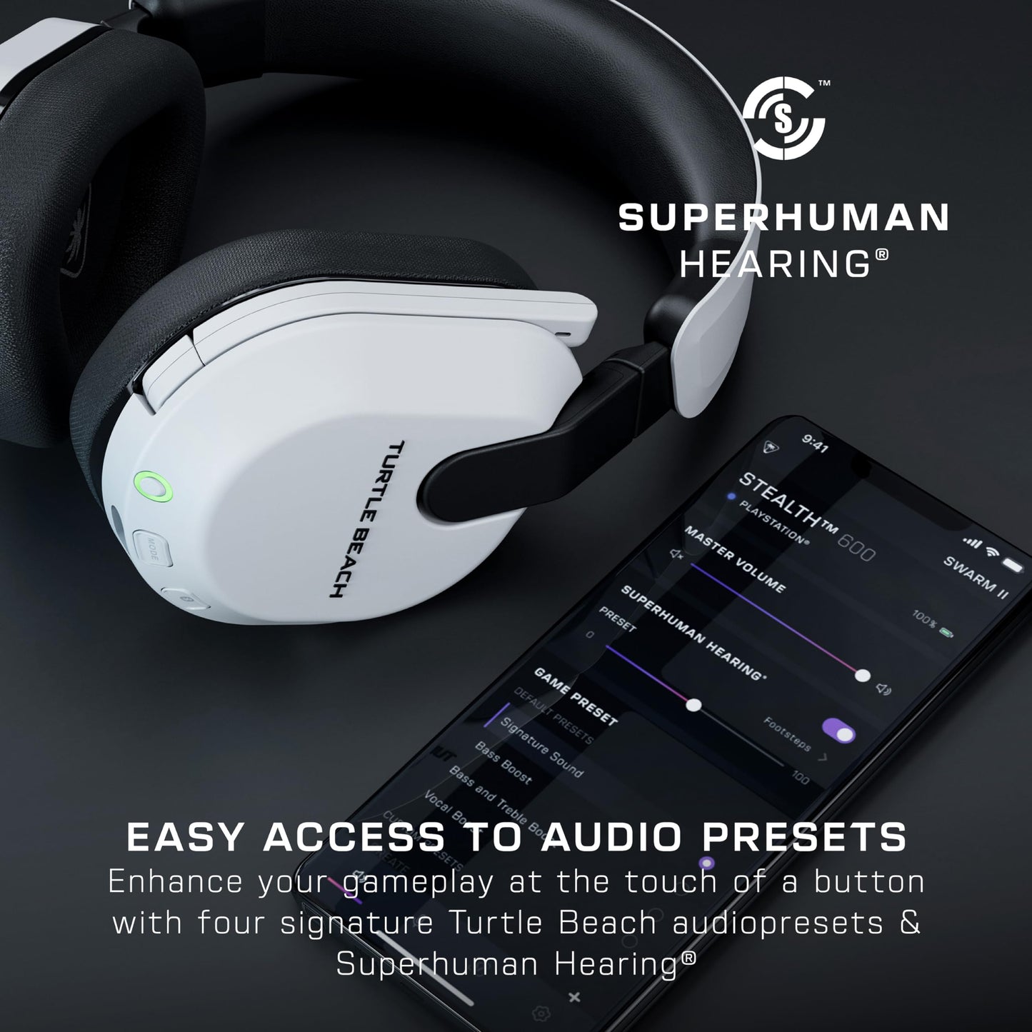 Casque Gaming Sans Fil Amplifié Multiplateforme Turtle Beach Stealth 600 pour Xbox Series X|S, Xbox One, PC,, PS5, PS4, Nintendo Switch et Mobile – Bluetooth, 80h d’Autonomie, Micro Antibruit – Blanc