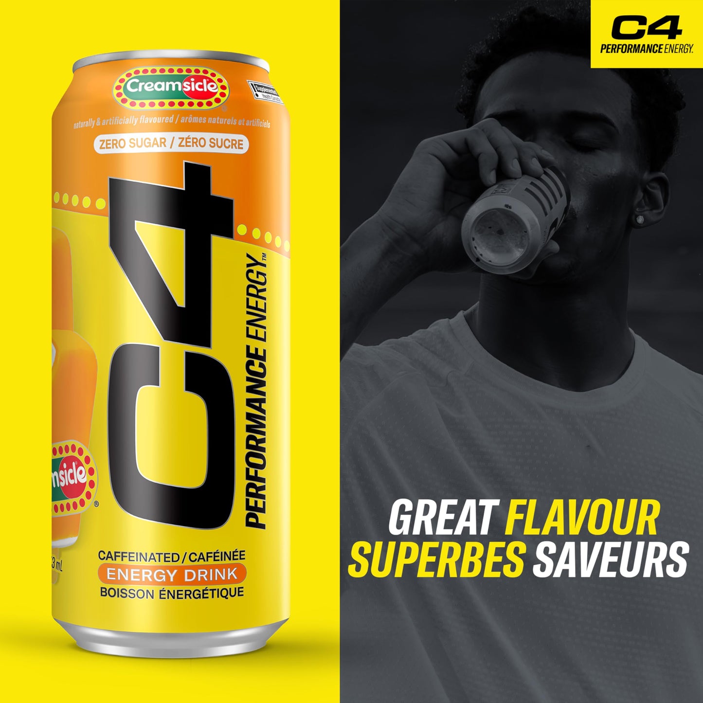 Cellucor C4 Performance Energy Drink, Creamsicle, Carbonated Sugar Free Drink with no Artificial Colours or Dyes, 473mL, 12 count