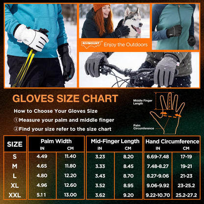 Rivmount Winter Gloves with 3 M Insulation/Waterproof/Touchscreen for Women Men, Thermal Warm Snow Gloves for Cold Weather Outdoor, Running, Ski, Cycling, Daily Work, Hiking, (Black Size M) 🍁 All In One Marketplace Canada