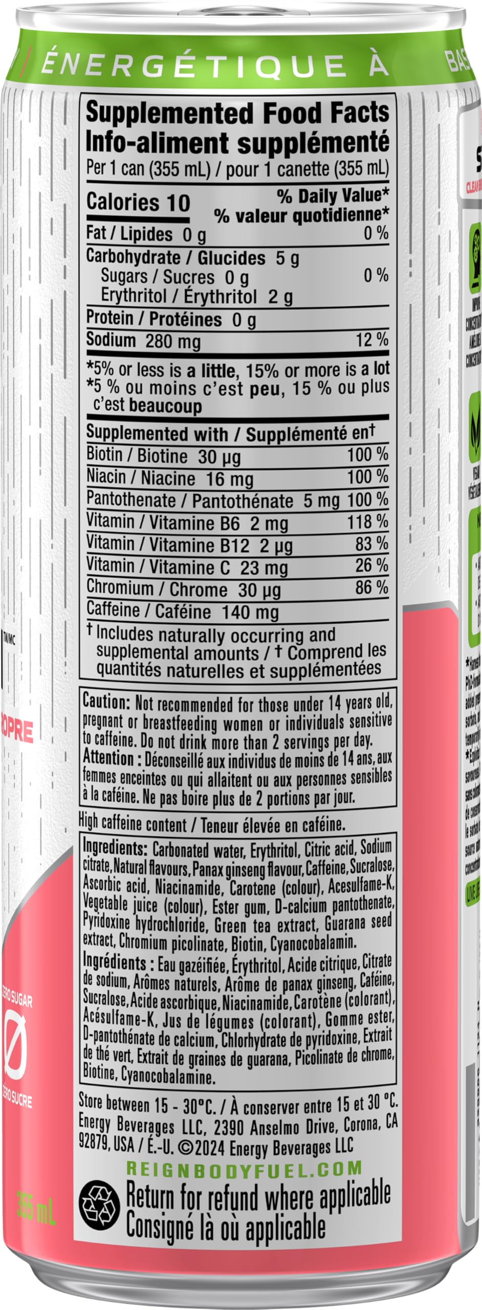 REIGN STORM, Strawberry Guava, 355 mL Cans (12 Pack) – Clean Energy Drink, Zero Sugar, Plant-Based, Vegan