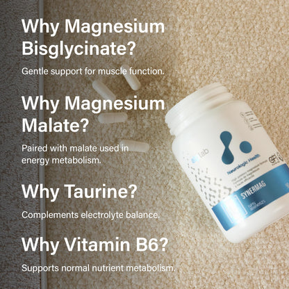 ATP LAB - Synermag 90 Capsules 90-Day Supply - High potency Magnesium Bisglycinate, Malate, Taurine & Vitamin B6 - Bone Health Supplement - Muscle Health & Teeth Health - Available at All In One Marketplace Canada