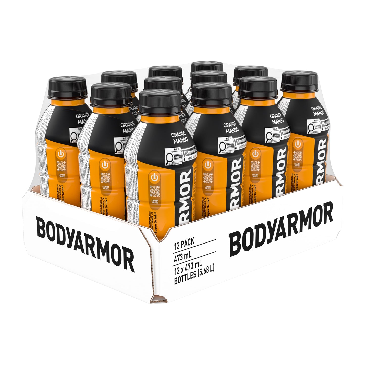 BODYARMOR SuperDrink Orange Mango, 473 mL Bottles (12 Pack) – Sports Hydration Drink with Coconut Water, Potassium-Packed Electrolytes and Antioxidant Vitamins Body Armor