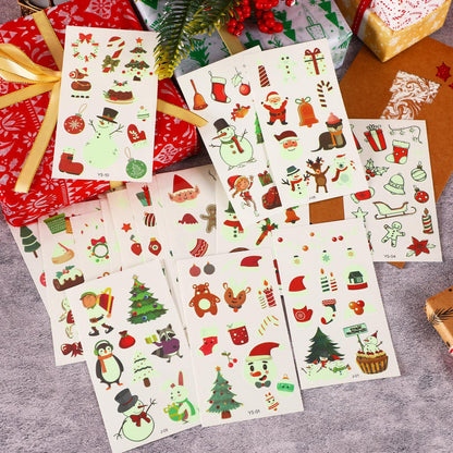 20 Sheets Christmas Temporary Tattoos Christmas Stocking Stuffers for Kids, Glow in Dark Tattoo Stickers Luminous Tattoos Make up Party Favors Filler Decoration for Boys and Girls (Christmas Style) 🍁 All In One Marketplace Canada