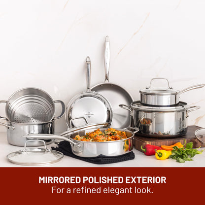 Lagostina Forte 3-Ply Clad 12-Pc Cookware Set, Stainless Steel Pots & Pans